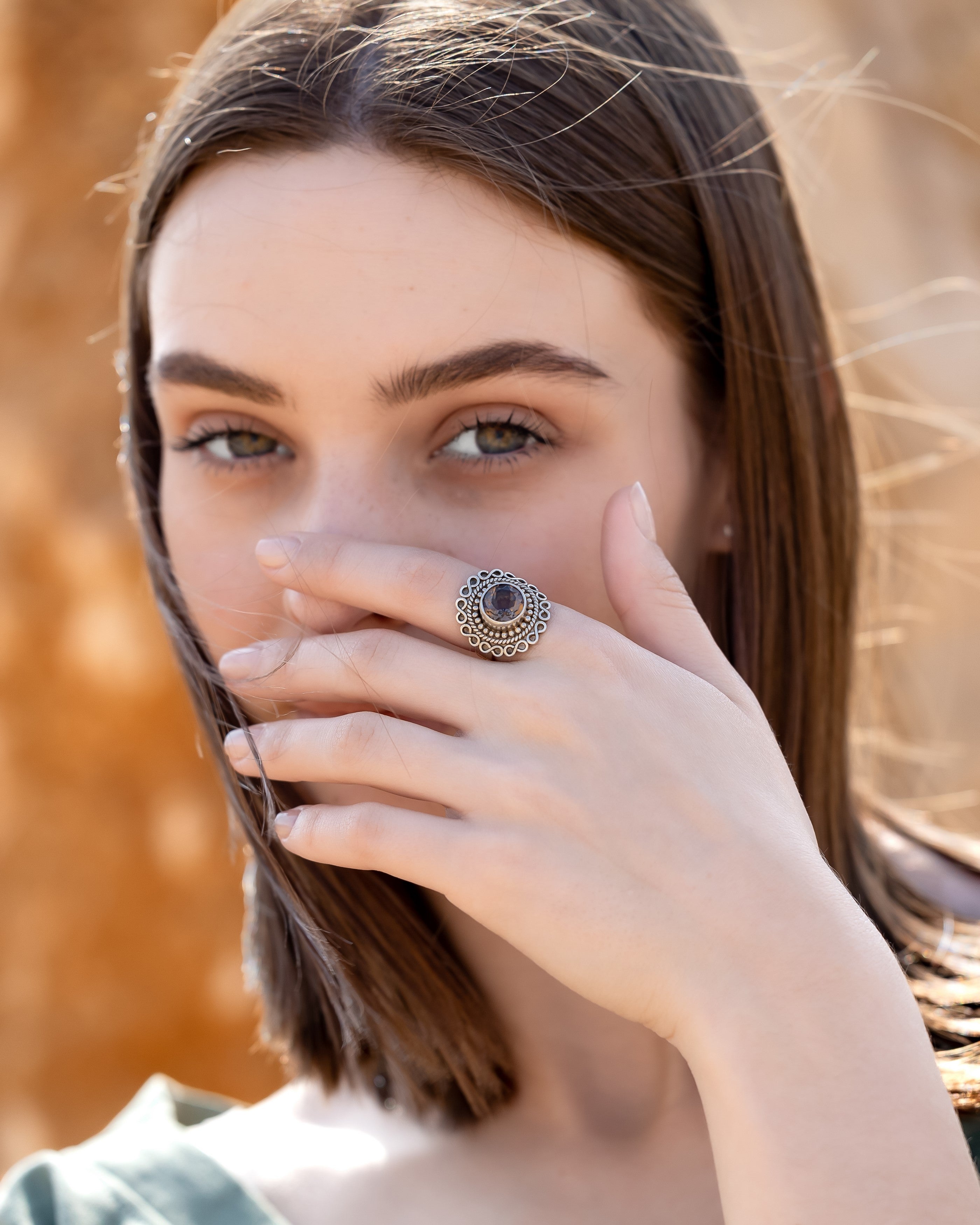 Smoky quartz 925 silver hand crafted ring