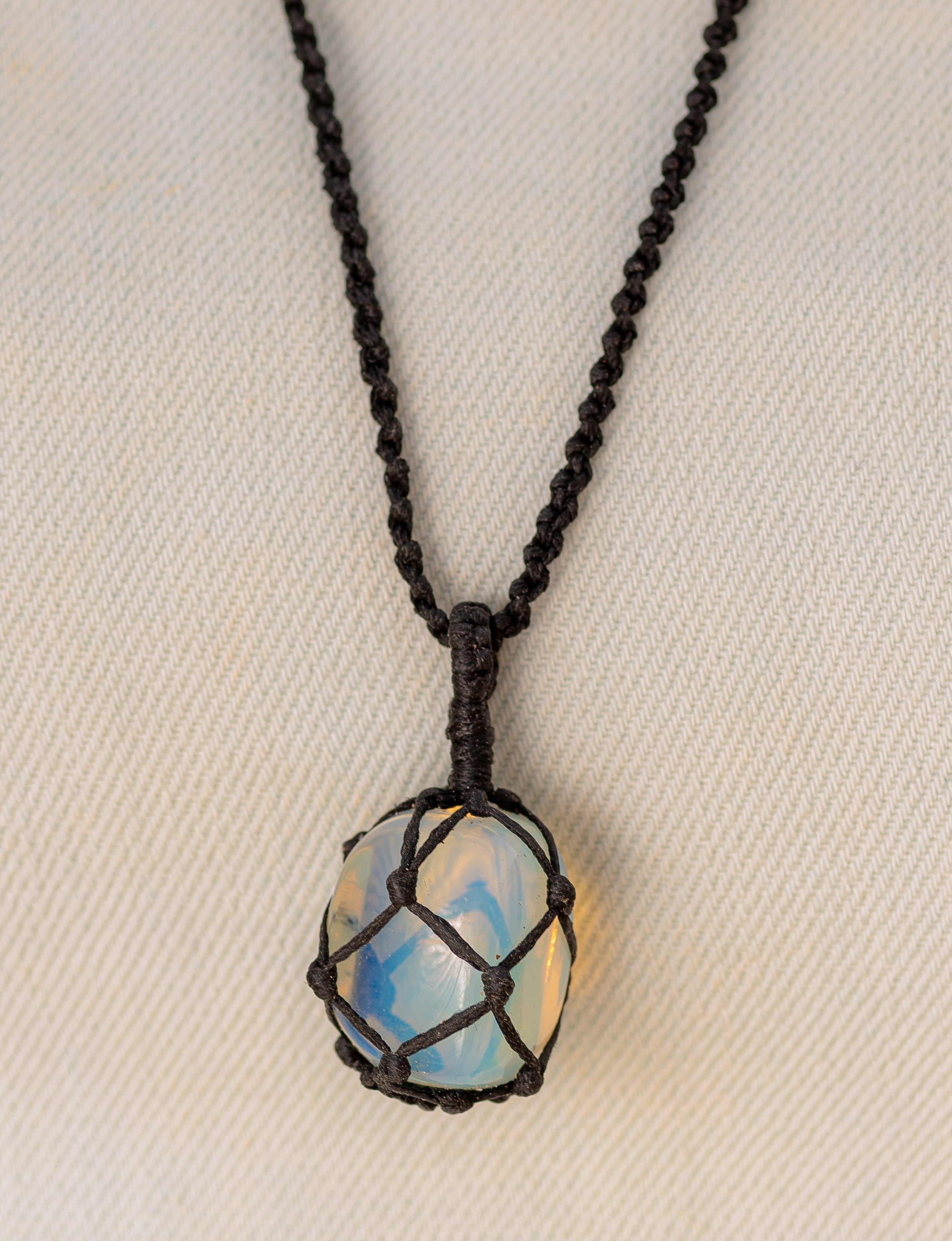 Opalite macramé necklace.