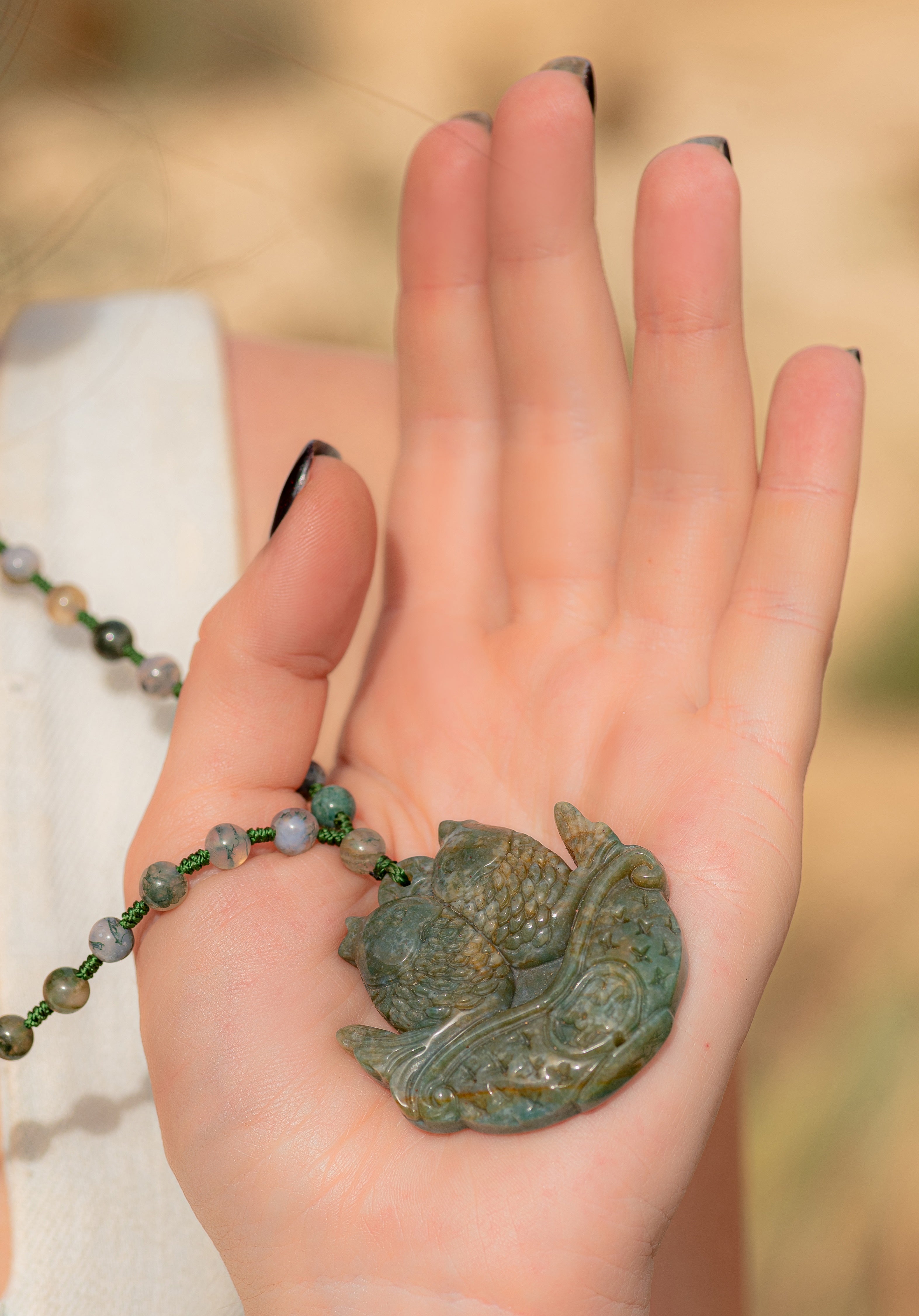 Moss agate necklace.