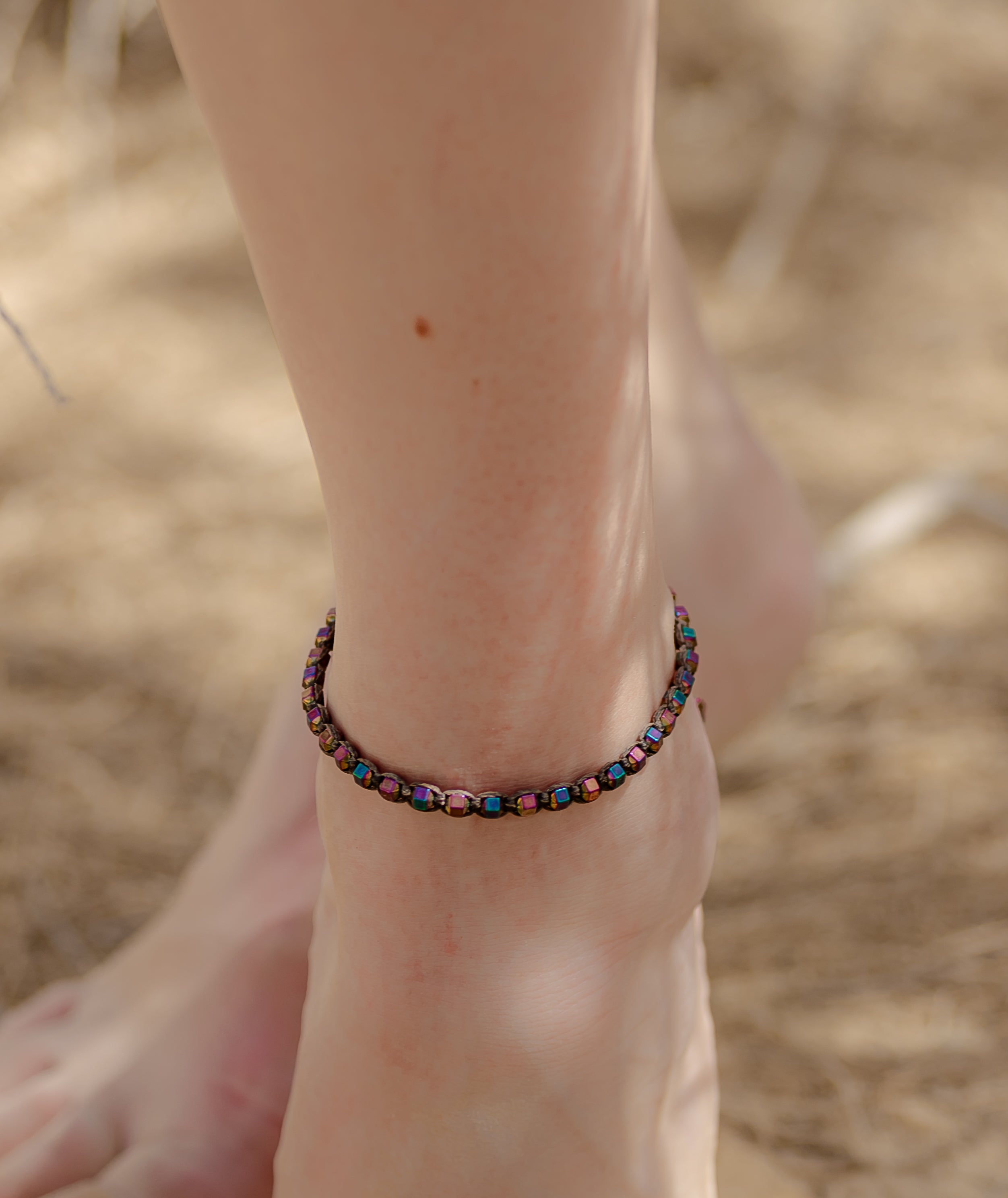 Rainbow hematite anklet.