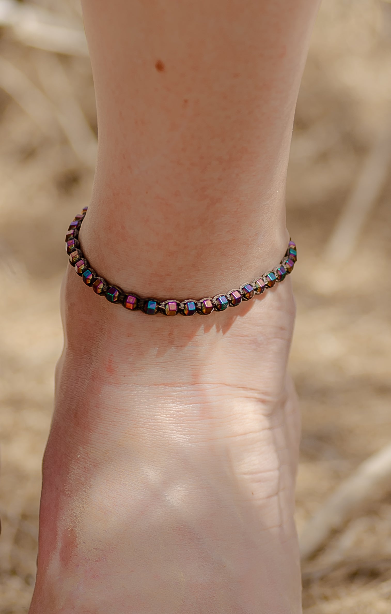 Rainbow hematite anklet.